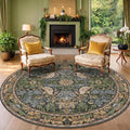 Washable Boho Round Rugs 8ft for Living Room, Ultra Soft Forest Large Circular by HazoHaus