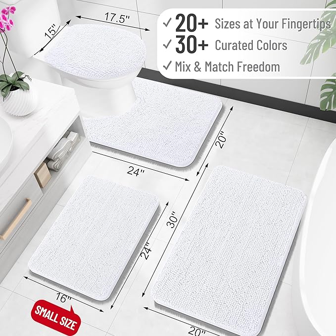 OLANLY Bathroom Rugs 30x18, Extra Soft Absorbent Chenille Bath Rugs, Rubber - Image 2