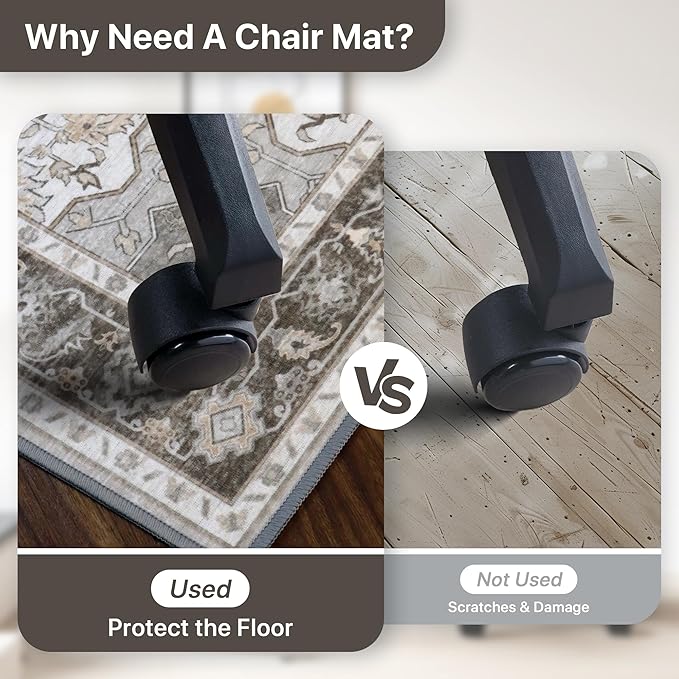 48"x60" Office Chair Mat for Hardwood Tile Floor, Under Desk Carpet Protector - Image 4
