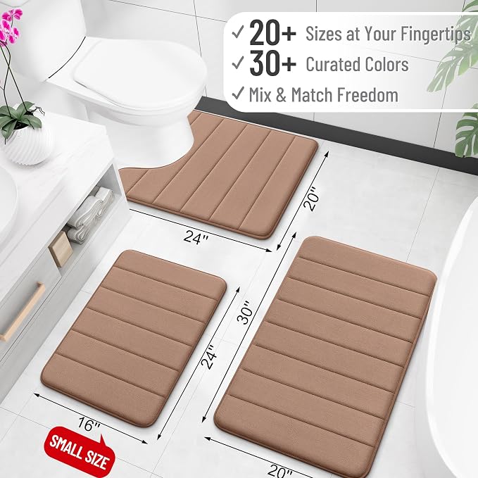 OLANLY Memory Foam Bath Mat 34x21, Super Soft Absorbent Bathroom Rugs, Quick Dry - Image 2