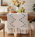 Boho Table Runner 13 x 72 Inch Long Natural Cotton Woven Runner by Caflife