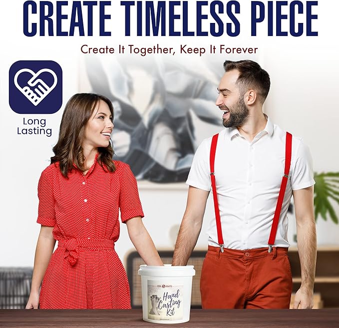 Hand Casting Kit for Couples, DIY Plaster Statue Molding Kit, Wooden Mahogany Base DIY Hand Mold Kit, Anniversary for Men, Women, Wedding Gift, Mother's Day Gifts for Wife, Valentine's Day Gift