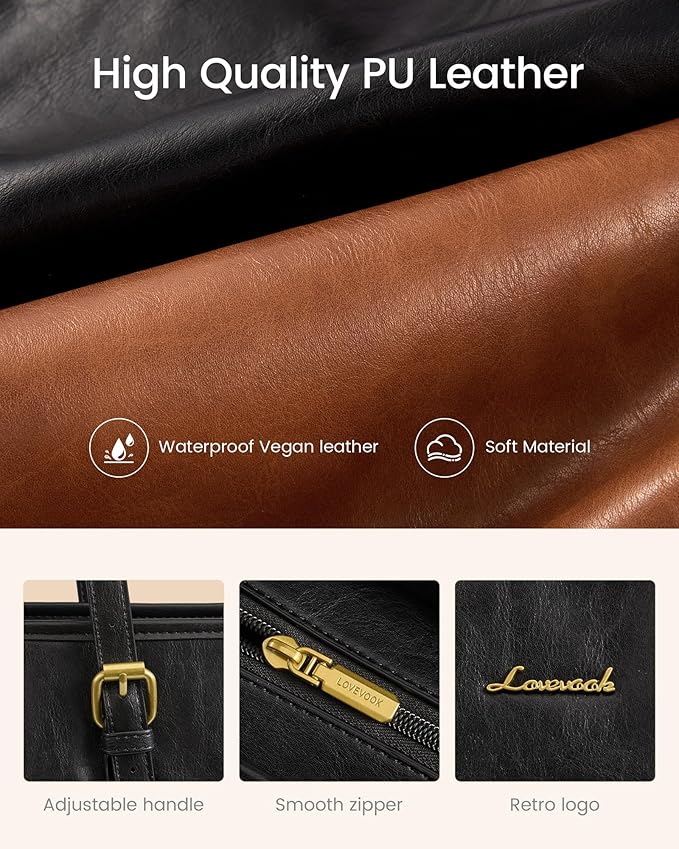 LOVEVOOK Laptop Tote Bag for Women, Leather Work Computer Briefcase Bag | Large - Image 6