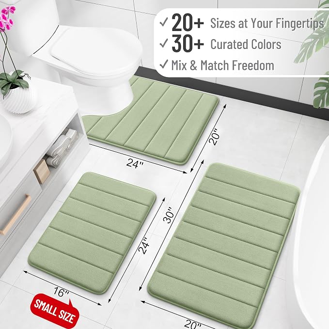 OLANLY Memory Foam Bath Mat 32x20, Super Soft Absorbent Bathroom Rugs, Quick Dry - Image 2