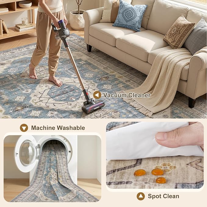 10x12 Washable Area Rug, Large Rugs - Image 3