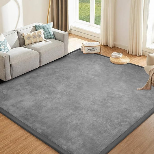 Baby Play Mat 1.2" Thick Memory Foam Nursery Rug Area Rug, 9’2” X 6’7” Yoga Mat Playmat Crawling Mat for Baby,Toddlers, Infants, Kids,Floor Mat Tatami Mat for Living Room with Non-Slip(Grey)