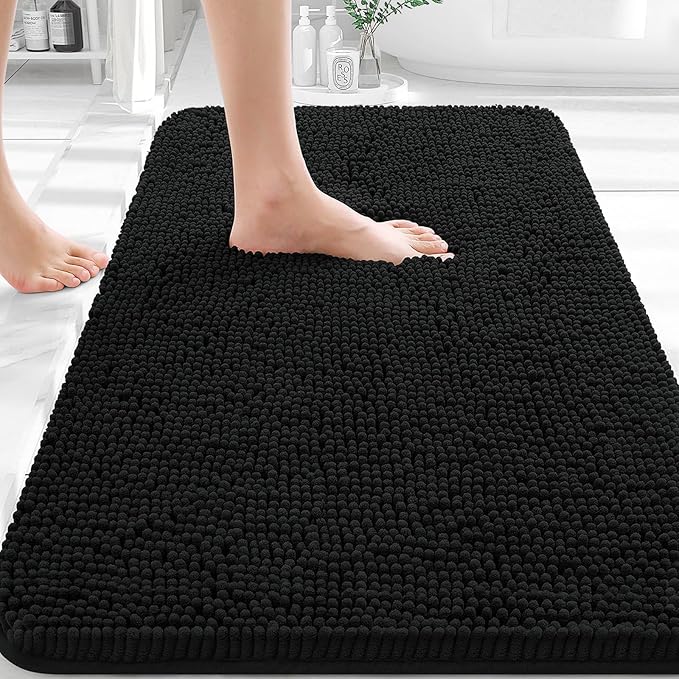OLANLY Bathroom Rugs 32x20, Extra Soft Absorbent Chenille Bath Rugs, Rubber by OLANLY
