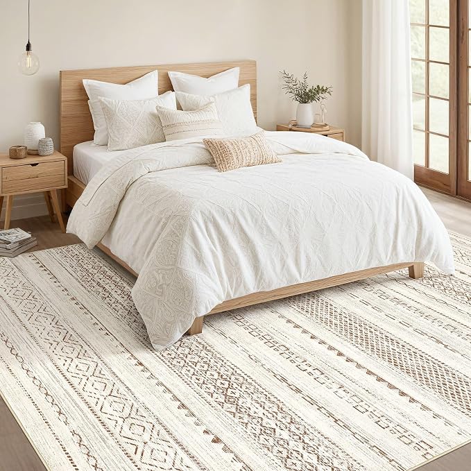 Nakagishi 5x8 Area Rug Living Room: Washable Boho Large Neutral Modern Soft - Image 5