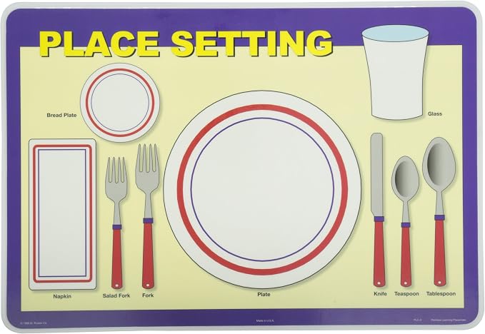 Painless Learning Place Setting Placemat 12 x 17 1/2 inches by Painless+Learning