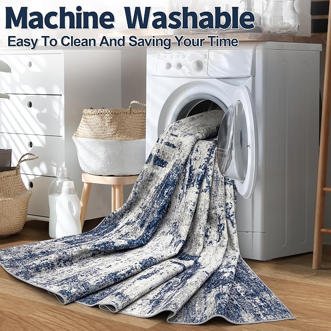 8x10 Area Rug for Living Room Bedroom: Abstract Washable Rug - Image 6