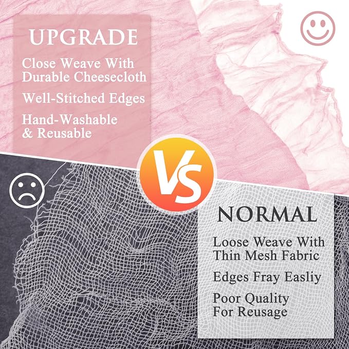 Cheesecloth Table Runner 10FT 4Pcs Blushing Pink Boho Gauze Runners | Cheese - Image 4