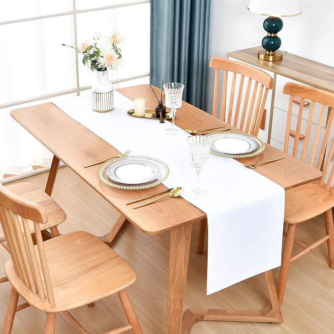 Farmhouse White Table Runner Dining Table Runners 72 Inches Long Coffee Table - Image 2