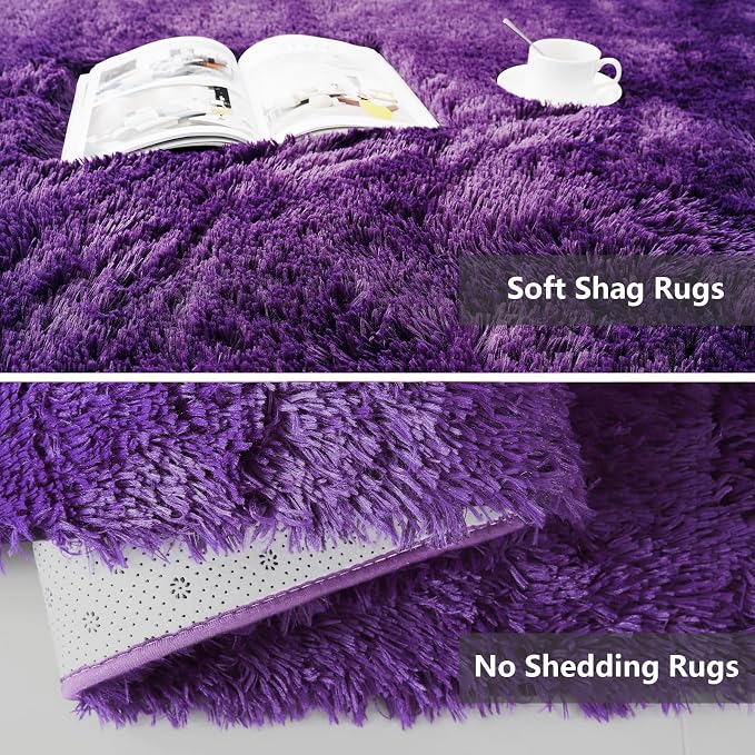 Shag Area Rugs for Bedroom Living Room, 4X6 Ultra Soft Purple Fluffy Area Rugs - Image 5
