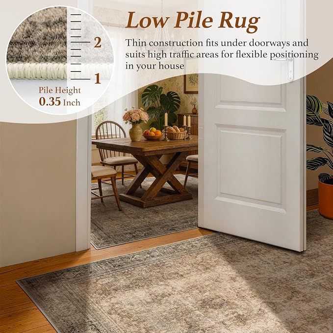 LIANLAM 5x7 Washable Area Rug, Vintage Boho Traditional Pattern, Non-Slip Stain - Image 7