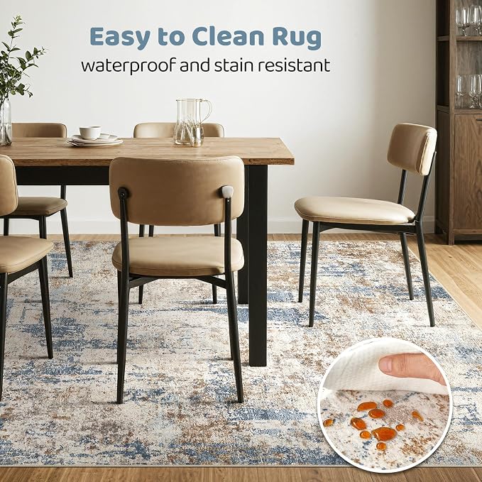 12x15 Area Rug Washable Rugs: Living Room Large Abstract Modern Soft Stain - Image 6