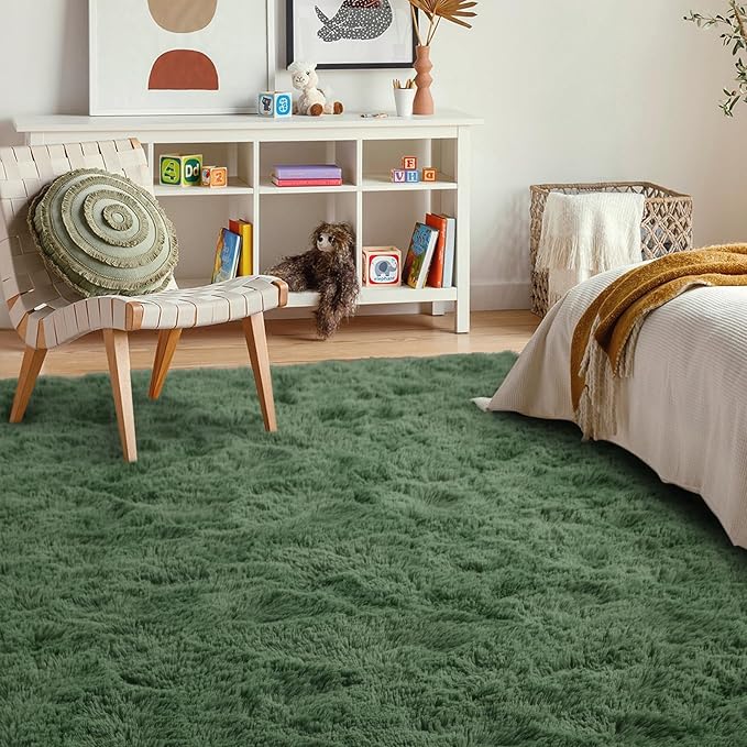 8x10 Ft Extra Large Shag Green Area Rug - Image 3