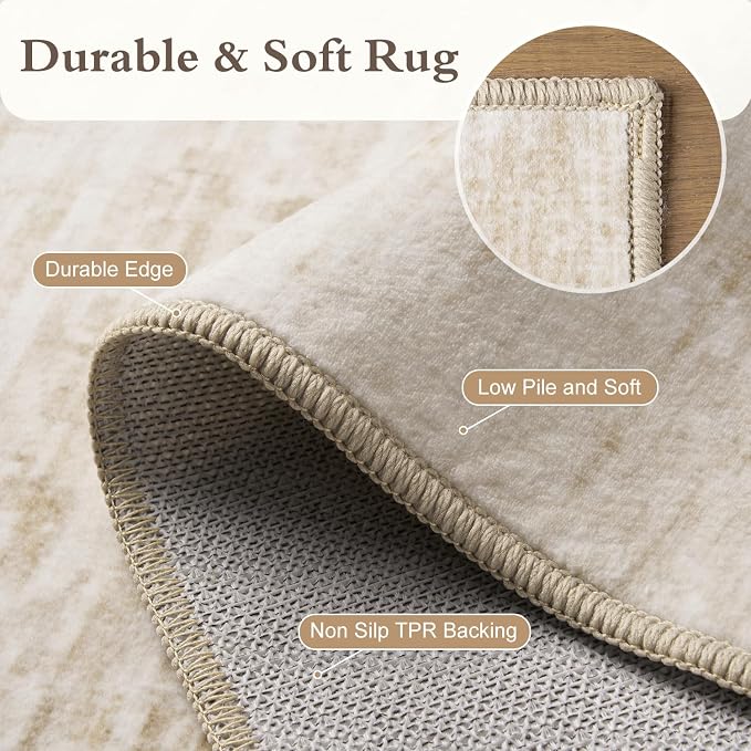 5x7 Area Rugs for Living Room Non Slip Machine Washable Rug Distressed Abstract - Image 6