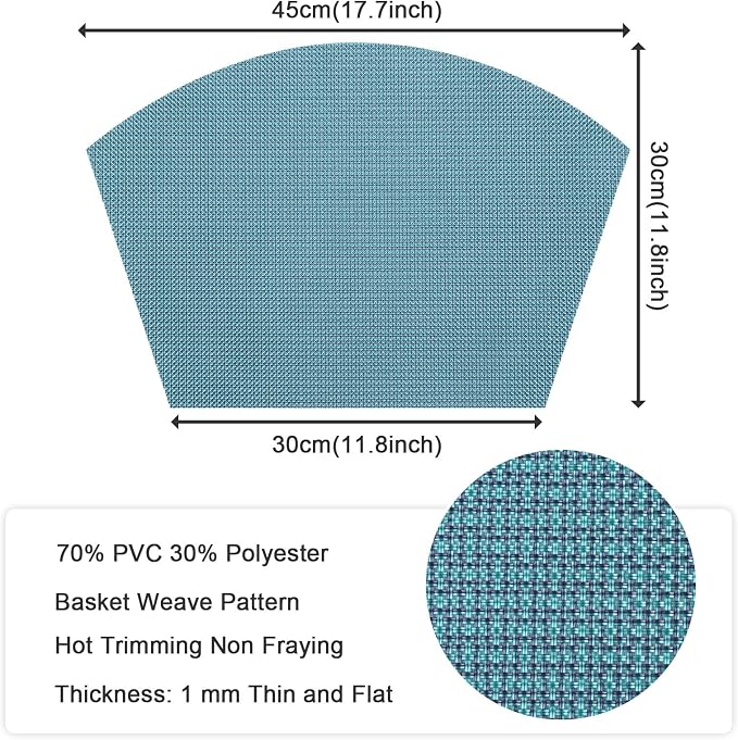 SHACOS Round Table Placemats Set of 4 Small Wedge Placemat Wipe Clean Heat - Image 2