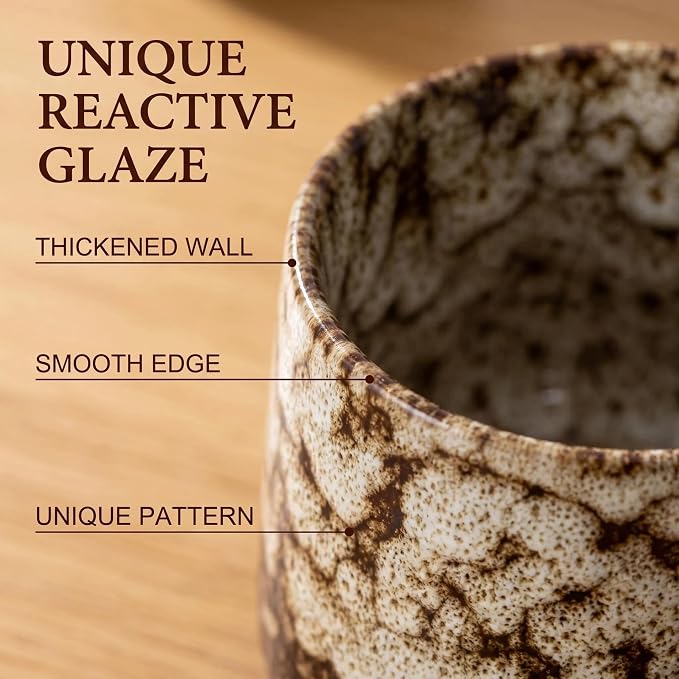 Japanese Tea Cups Set of 4pcs, 7oz Elegant Ceramic Matcha Cups - Image 2
