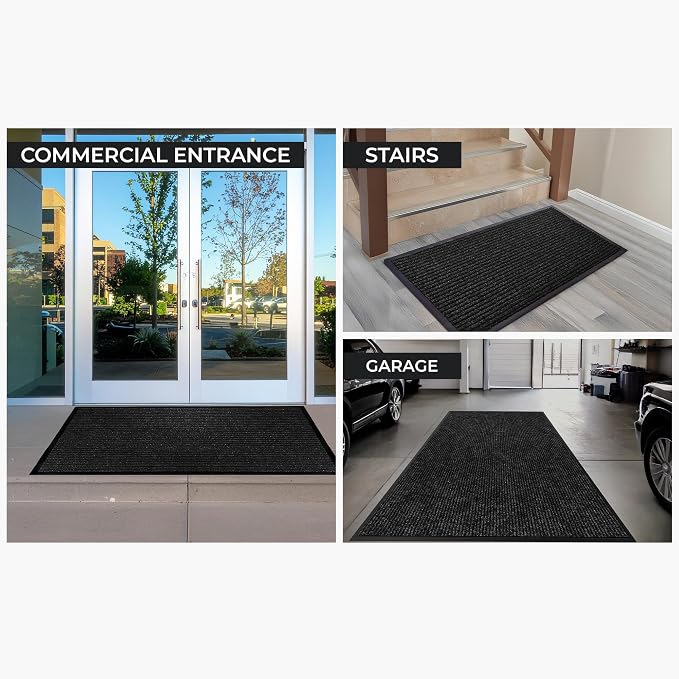 4 Pack Charcoal Commercial Door Mat 3'x6' Heavy Duty Industrial Floor Mat - Image 6