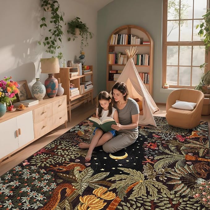 GarveeHome Area Rugs 8x10 for Living Room, Jungle Animal Large Washable Rug - Image 2