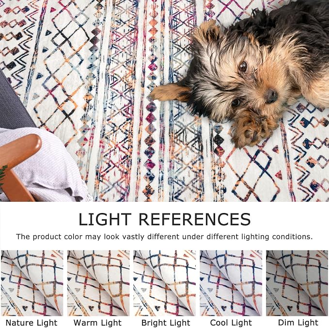 KUTA 3x5 Rugs for Entryway Boho Area Rug for Living Room, Moroccan Multi-Color - Image 4