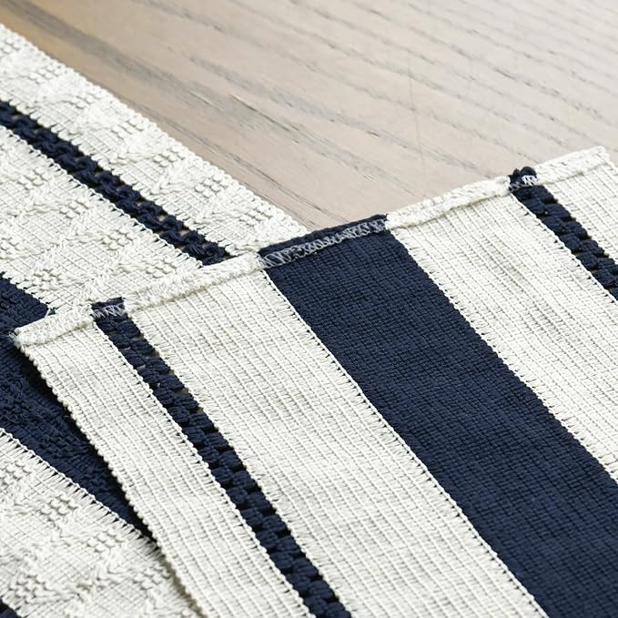Artoid Mode Dark Blue Rustic Woven Table Runner 12x48 Inch | Holiday Farmhouse - Image 5