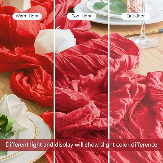 Cheesecloth Table Runner Red 10FT Boho Gauze Runner, 4 Pack | 120 Inch Cheese - Image 8