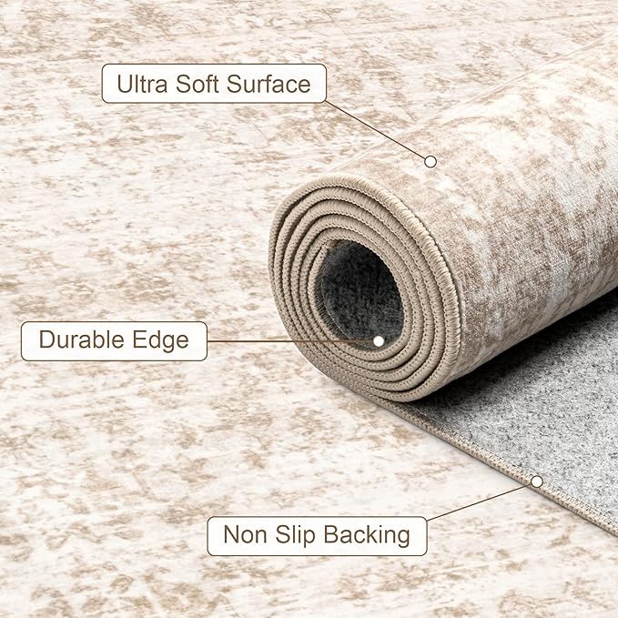 5x7 Area Rugs Living Room Rug: Washable Vintage Boho Rug No Slip Stain - Image 7