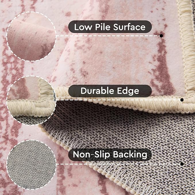 tchdio Pink Rug-5x7 Area Rugs for Living Room, Ultra Soft Washable Rugs for - Image 3
