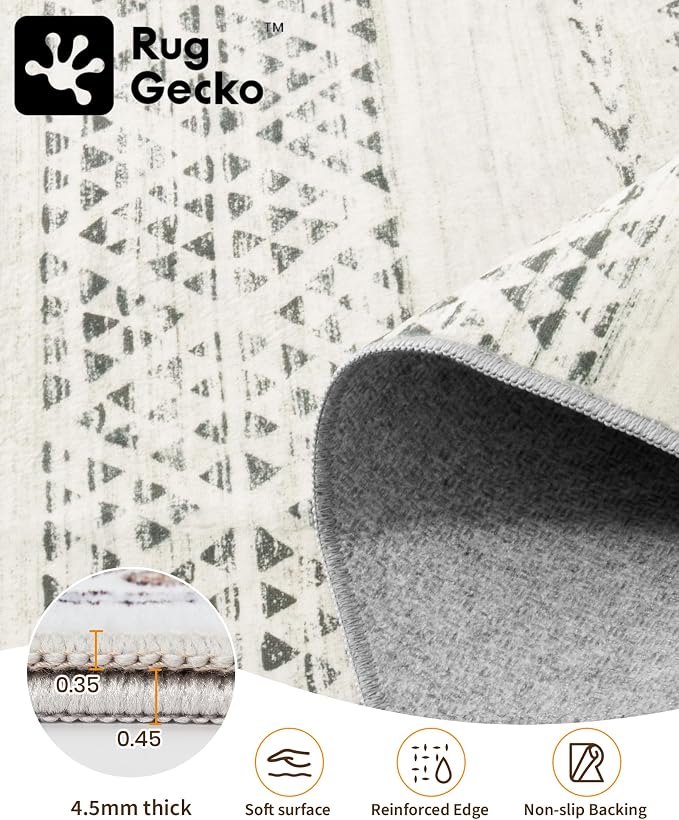 Miukiki 8x10 Area Rug for Living Room Moroccan Washable Rugs Non Slip Indoor - Image 3