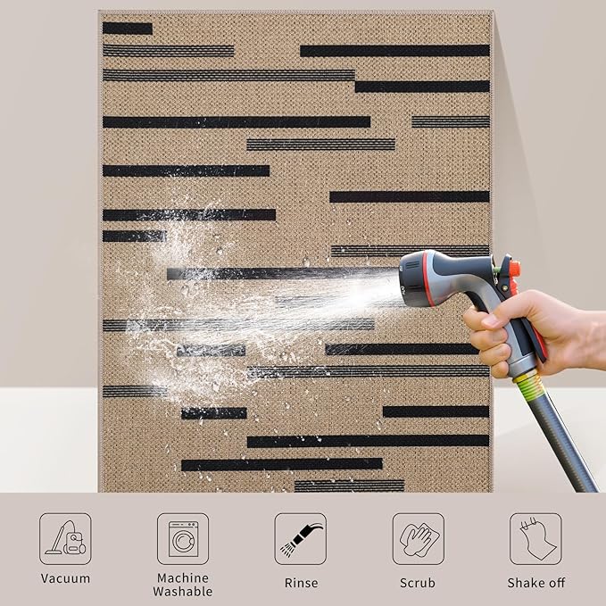 Tangsoo Stripe Easy Jute Rug, Ultra Thin 3x5 Washable Area Rug - Image 7