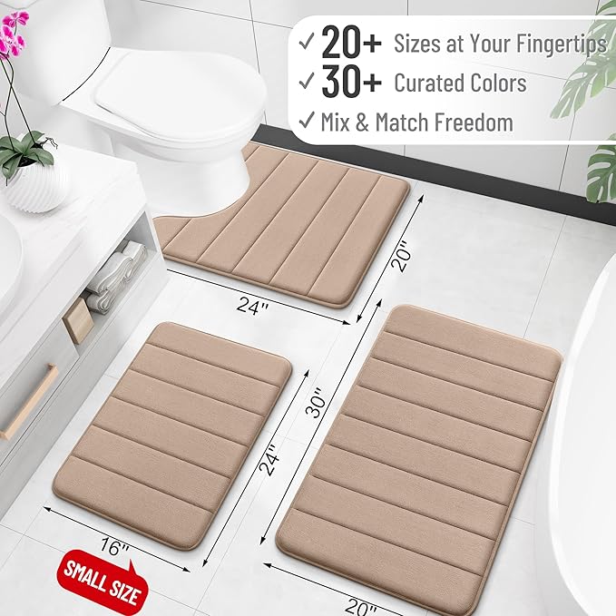 OLANLY Memory Foam Toilet Rugs U Shaped 24x20, Super Soft Absorbent Contour - Image 2
