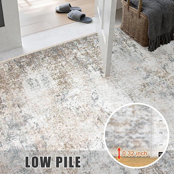 Washable Area Rug 3x10 Entryway Rug: Washable Modern Abstract Soft Thin Rug - Image 7