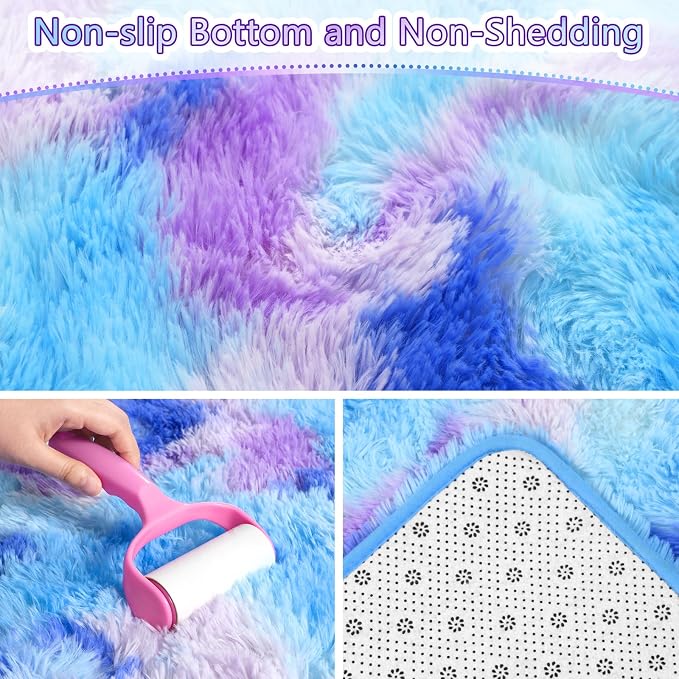 AROGAN Soft Rainbow Area Rugs for Girls Room 6x9 Feet, Fluffy Cute Colorful - Image 5
