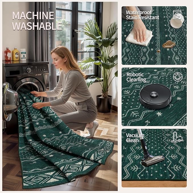 SERISSA 2x4 Rugs for Entryway, Washable Non-Slip Kitchen Runner Rug Small Dark - Image 3