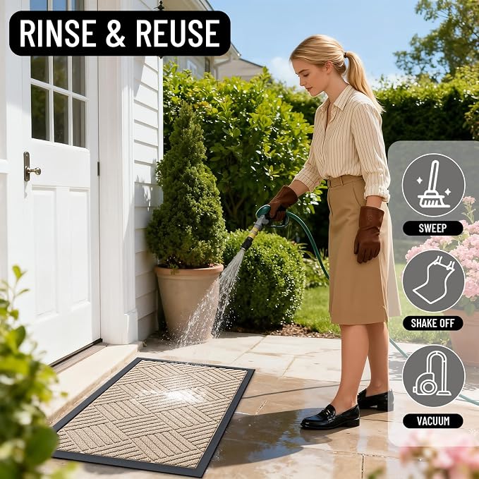 OLANLY Front Door Mat Outside Entrance 29.5x17, Heavy Duty Sturdy Natural - Image 8