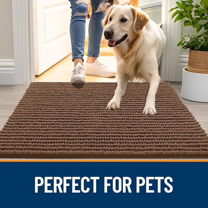 OLANLY Dog Door Mat for Muddy Paws 30x20, Ultra Absorbent Chenille Mud Doormat - Image 6