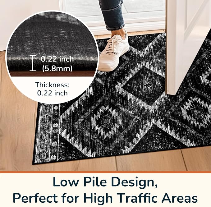 BESTSWEETIE Area Rug 4x6 Rug Machine Washable Non-Slip Low Pile Print Pattern - Image 8