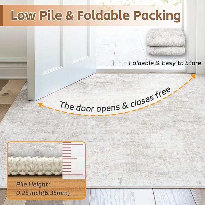 Area Rug 6x9 Living Room Rug Washable: No-Slip Abstract Soft Thin Large Light - Image 8