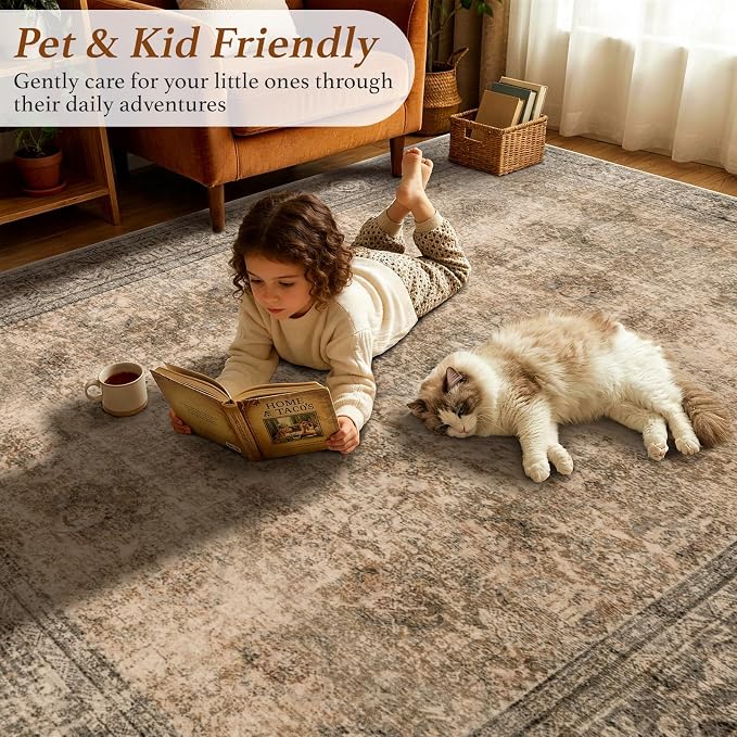 LIANLAM 2x3 Washable Area Rug, Vintage Boho Traditional Pattern, Non-Slip Stain - Image 5