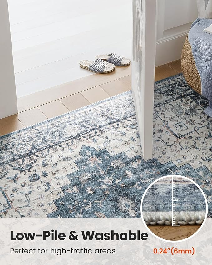 AMADA HOMEFURNISHING Round 4ft Area Rugs, Low-Profile Washable Rug - Image 8