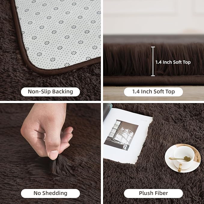 Litanika 3x5 Shag Area Rug for Living Room Bedroom, Non-Shedding Modern Indoor - Image 5