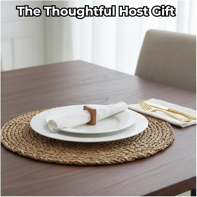 Wood Napkin Rings, smooth brown finish, 2.25x2.25x0.75 in., farmhouse or rustic - Image 8