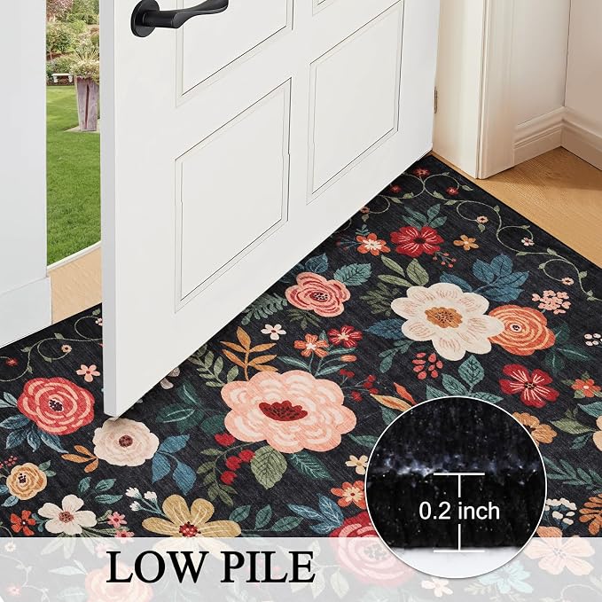 DUKINO 3x12 Washable Runner Rug, Non Slip Soft Floral Hallway Runner Rug - Image 6