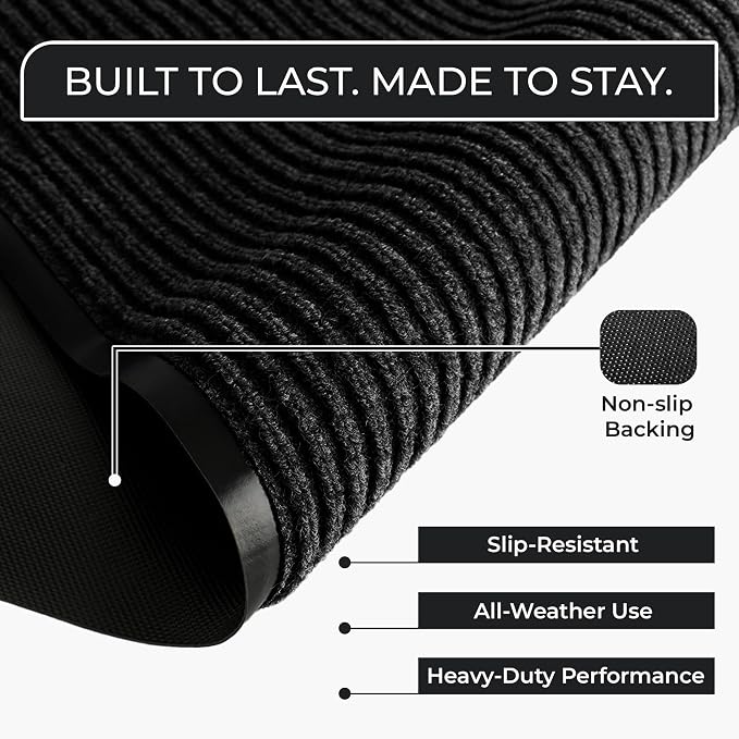 Commercial Door Mat 4'x8' Black, Heavy Duty Industrial Floor Mat - Image 2