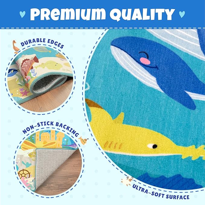 4x6 Ocean Rug for Toddlers Playroom – Sea Life Learning Carpet - Image 5