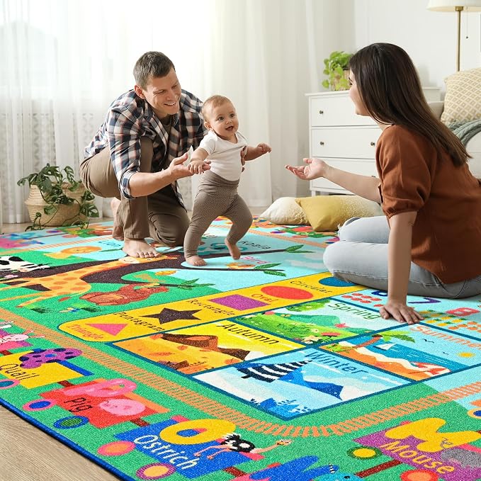 Kids Rug for Playroom, 6x9 ABC Educational Carpet for Classroom, Fun Alphabet - Image 6