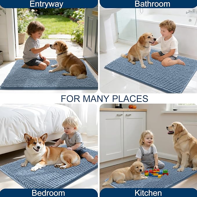 OLANLY Dog Door Mat for Muddy Paws 47x20, Ultra Absorbent Chenille Mud Doormat - Image 8