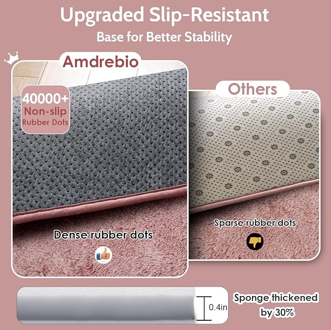 Amdrebio Blush Pink Area Rugs for Living Room Girls Bedroom, 6x9 Kawaii Shaggy - Image 5
